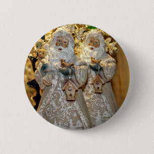 Badge Rond 5 Cm Père Noël et son jumeau.