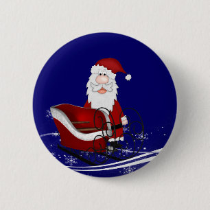 Badge Rond 5 Cm Père Noël et son Sleigh Christmas