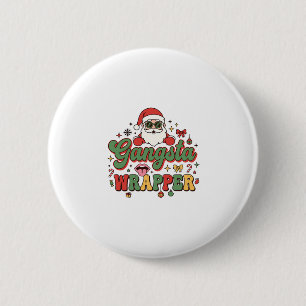 Badge Rond 5 Cm Père Noël Gangsta Wrapper Noël