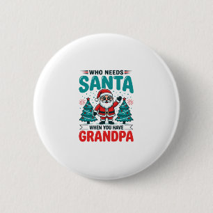 Badge Rond 5 Cm Père Noël Grand-père Famille