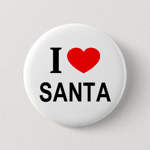 BADGE ROND 5 CM ❤️ PÈRE NOËL J'AIME PÈRE NOËL I HEART PÈRE NOËL