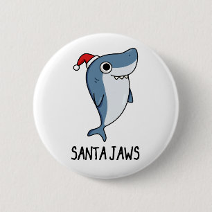 Badge Rond 5 Cm Père Noël Jaws Funny Shark Christmas Pun