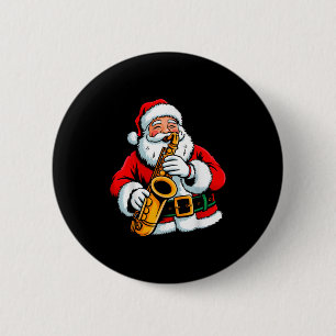 Badge Rond 5 Cm Père Noël jouant du saxophone Xmas Vibes drôle de