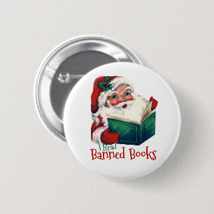 Badge Rond 5 Cm Père Noël Lit Les Livres Interdits
