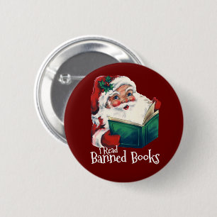 Badge Rond 5 Cm Père Noël Lit Les Livres Interdits