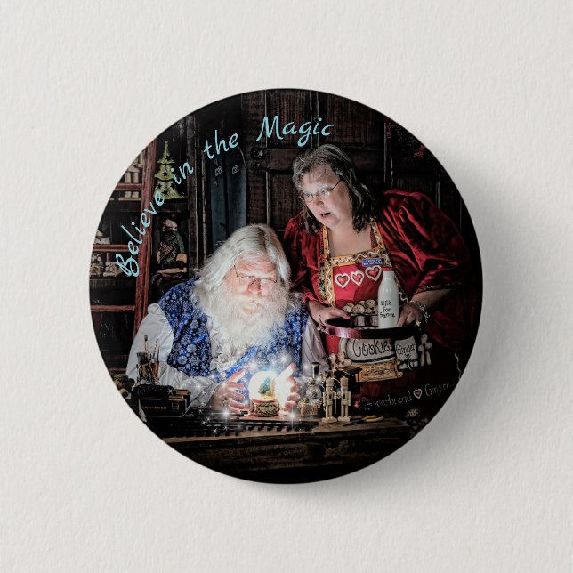 Badge Rond 5 Cm Père Noël magie (Devant)