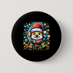 Badge Rond 5 Cm Père Noël Paws Joli Design Chien De Noël Pour Anim