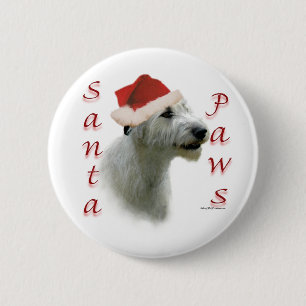 Badge Rond 5 Cm Père Noël Paws, Wolfhound irlandais