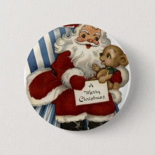 Badge Rond 5 Cm Père Noël rétro Christianisme Fêtes Noël