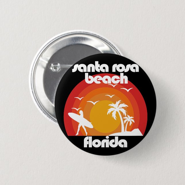 Badge Rond 5 Cm Père Noël Rosa Beach, Floride (Devant & derrière)