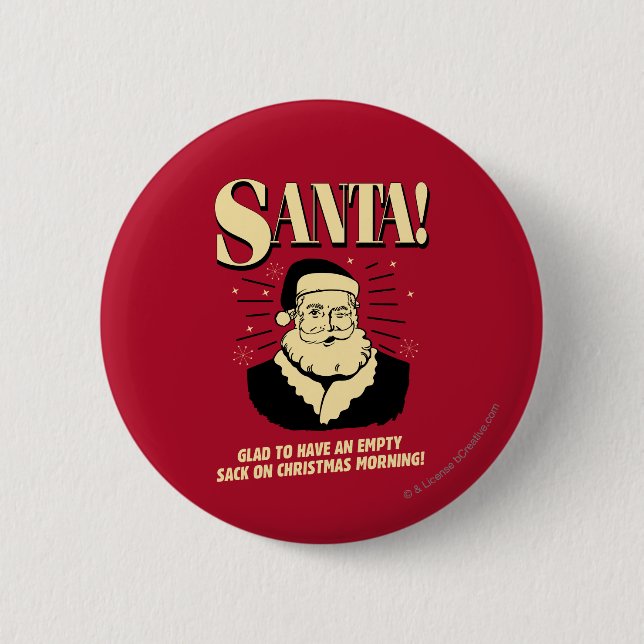 Badge Rond 5 Cm Père Noël : Sac Vide Le Matin De Noël (Devant)