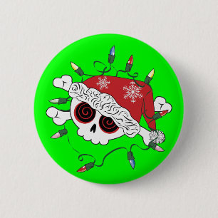 Badge Rond 5 Cm Père Noël Skull