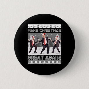 Badge Rond 5 Cm Père Noël Trump Danse Rendre Noël super moche