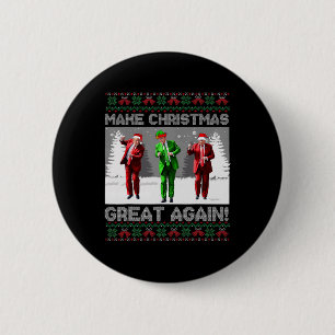 Badge Rond 5 Cm Père Noël Trump Danse Rendre Noël super moche