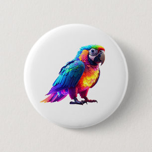 Badge Rond 5 Cm Perroquet arc-en-ciel