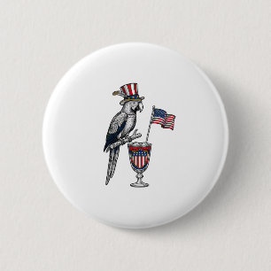 Badge Rond 5 Cm Perroquet Patriotique Cocktail Design Vectoriel Vi