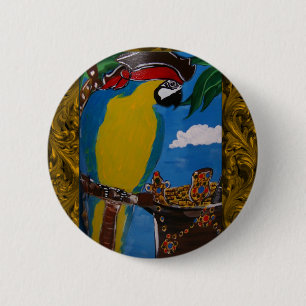 Badge Rond 5 Cm Perroquet Pirate