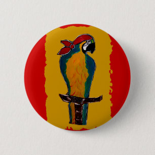 Badge Rond 5 Cm Perroquet Pirate