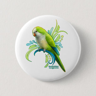 Badge Rond 5 Cm Perroquet vert Quaker