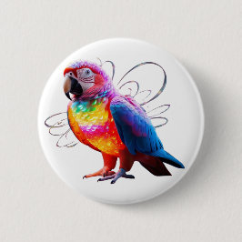 Badge Rond 5 Cm Perroquet vibrant