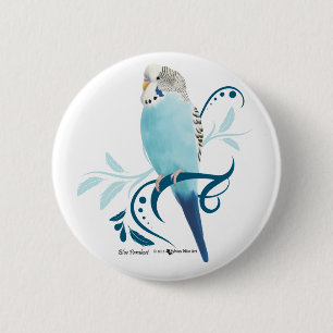 Badge Rond 5 Cm Perruche bleue
