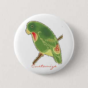 Badge Rond 5 Cm Perruche verte tropicale Thunder_Cove