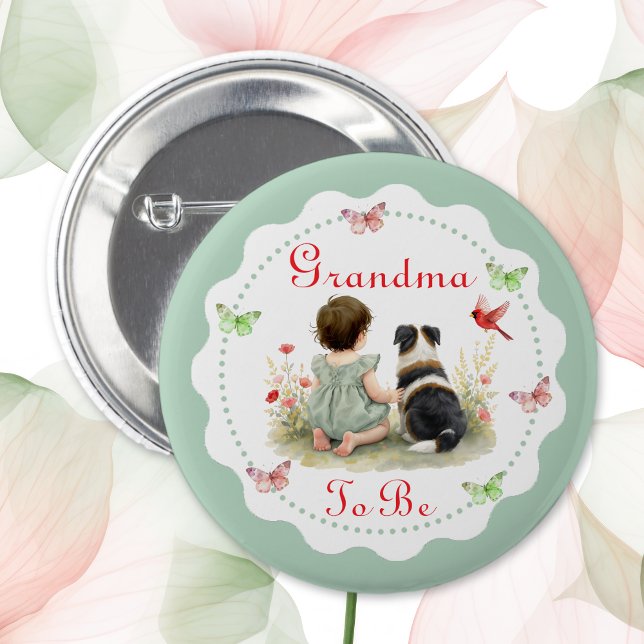 Badge Rond 5 Cm Personalized Baby Shower | Grandma To Be (Créateur téléchargé)