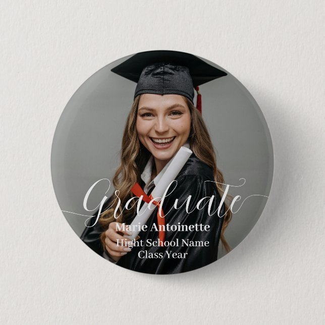 Badge Rond 5 Cm Personalized Graduate Photo Elegant Graduation  (Devant)