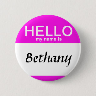 Badge Rond 5 Cm Personalized Hello My Name Is Custom Name Pink