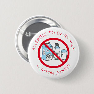 Badge Rond 5 Cm Personalized Name Tag Dairy Milk Allergy Button