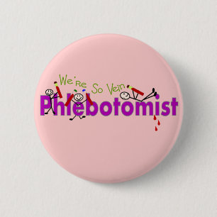 Badge Rond 5 Cm Personnages en allumettes de veine de Phlebotomist