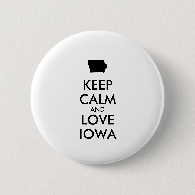 Badge Rond 5 Cm Personnalisable KEEP CALM et LOVE IOWA (Devant)