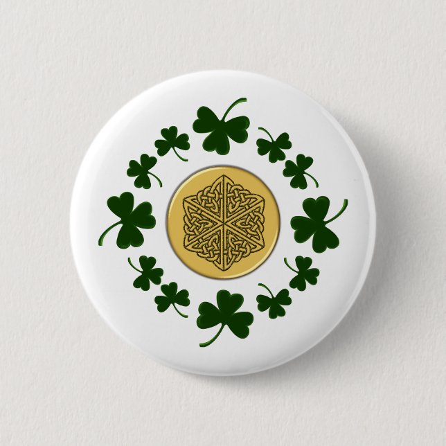 Badge Rond 5 Cm PERSONNALISABLE !  Shamrocks - Celtic irlandais (Devant)