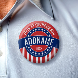 Badge Rond 5 Cm Personnalisé Ajouter votre nom État - Campagne pol