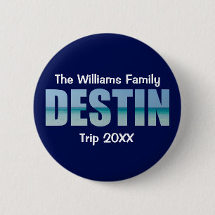 Badge Rond 5 Cm Personnalisé Destin Beach Voyage Cool Bleu