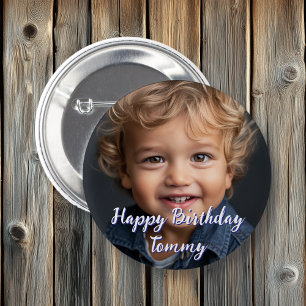 Badge Rond 5 Cm Personnalisé Joyeux Anniversaire Nom et photo