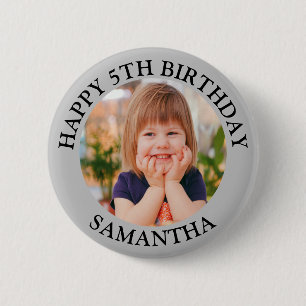 Badge Rond 5 Cm Personnalisé Joyeux Anniversaire Nom photo Age
