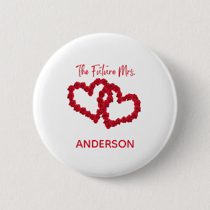 Badge Rond 5 Cm Personnalisé L'Avenir Mme Fiançailles Cadeau Roses