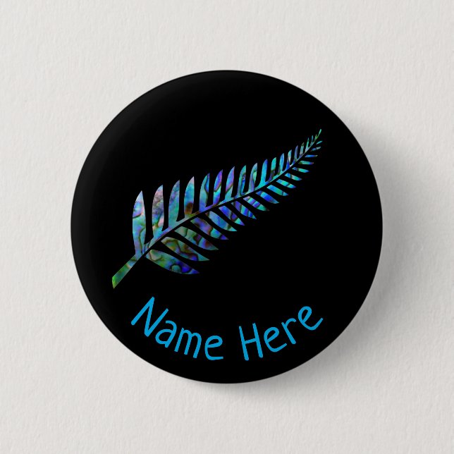 BADGE ROND 5 CM PERSONNALISÉ NOUVELLE-ZÉLANDE FERN PAUA (Devant)