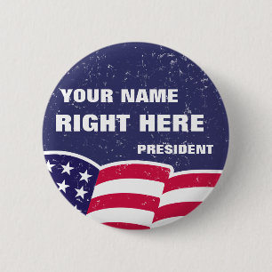 Badge Rond 5 Cm Personnalisé "pour le président" bouton