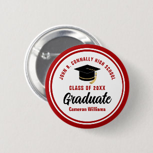 Badge Rond 5 Cm Personnalisé Red Graduate commémoratif