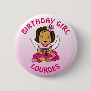 Badge Rond 5 Cm Personnalisée jolie fille d'anniversaire fée