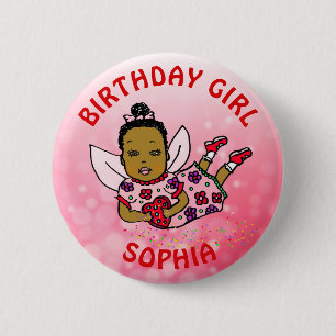 Badge Rond 5 Cm Personnalisée jolie fille d'anniversaire fée