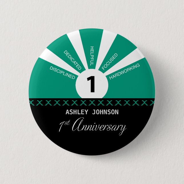 Badge Rond 5 Cm Personnaliser, 1ère année Anniversaire de l'employ (Devant)