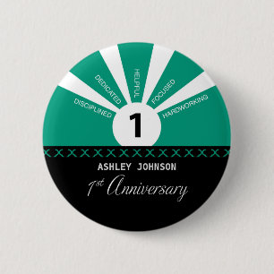 Badge Rond 5 Cm Personnaliser, 1ère année Anniversaire de l'employ