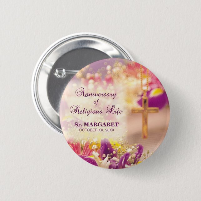 Badge Rond 5 Cm Personnaliser, Anniversaire vie religieuse, Nun (Devant & derrière)