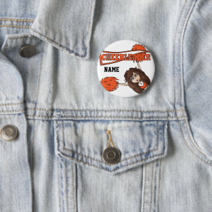 Badge Rond 5 Cm Personnaliser la petite fille Pom-pom girl orange