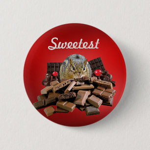 Badge Rond 5 Cm Personnaliser le plus doux jour Chocolat Chipmunk