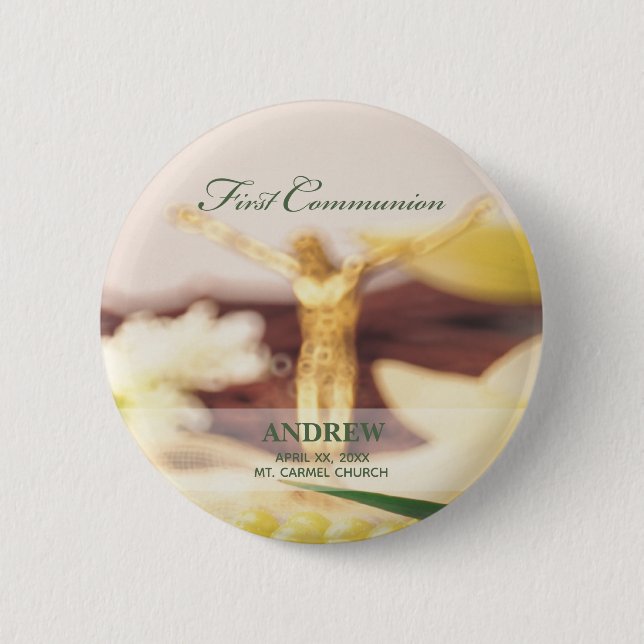 Badge Rond 5 Cm Personnaliser, Première communion Félicitations (Devant)