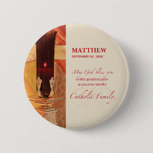 Badge Rond 5 Cm Personnaliser, RCIA Félicitations, Catholique, Rou